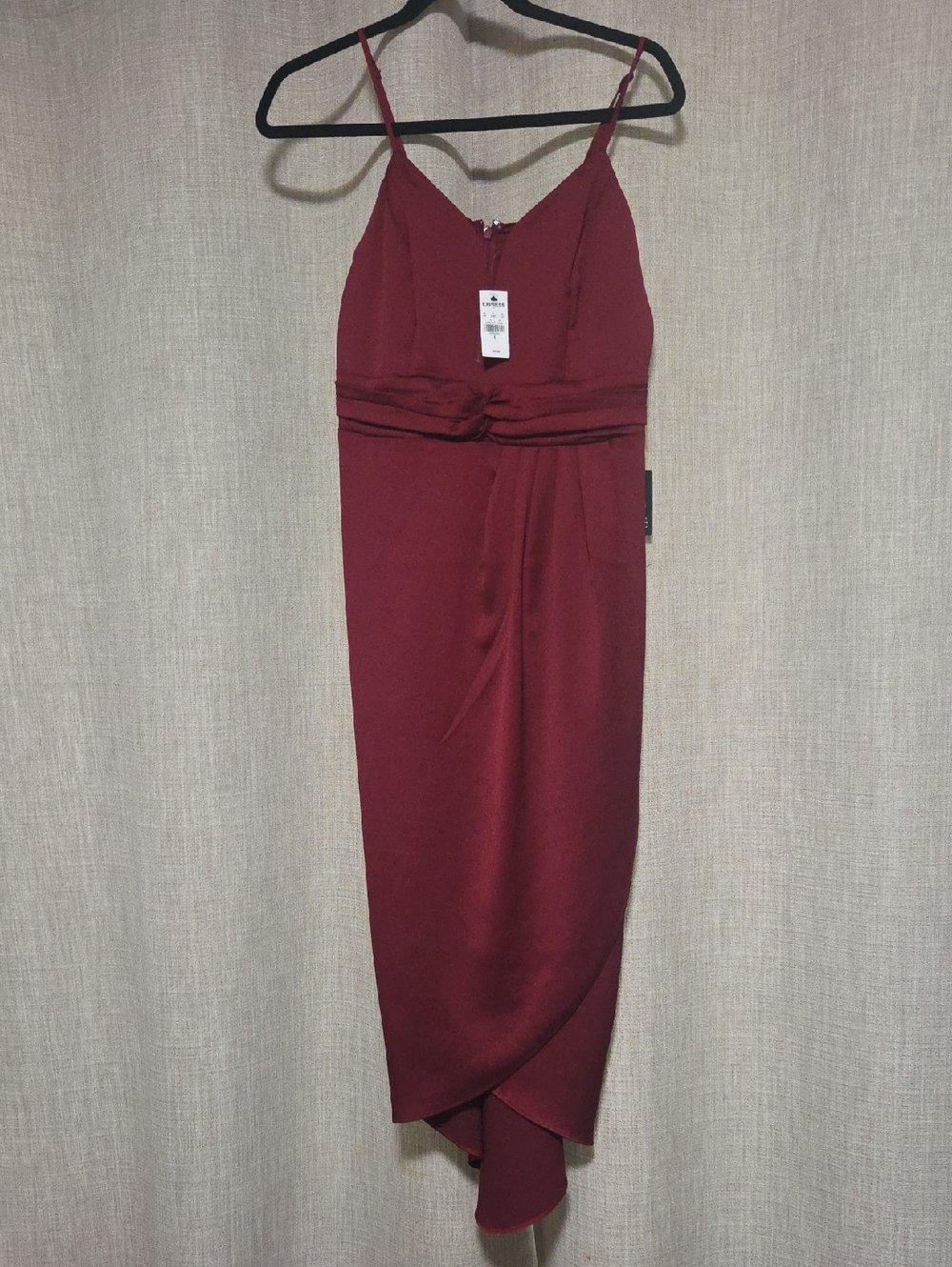 Express Burgundy Spaghetti-Strap Midi Dress